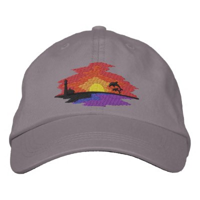 Sunset with Dolphins Embroidered Hats Sunset with Dolphins Embroidered Hats