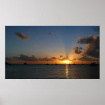 Sunset with Sailboats Print