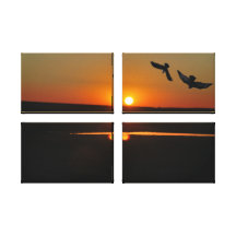 Sunset with the raven and the eagle canvas print