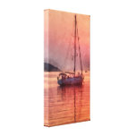 Sunset yacht Wrapped Canvas Stretched Canvas Prints