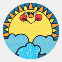 sunshine face round stickers