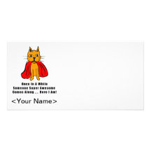 Super Awesome Orange Cat with Red Cape Photo Card