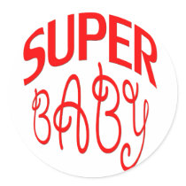 super baby red round sticker