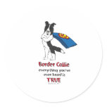 Super Border Collie Black Round Stickers