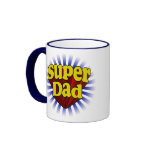 Super Dad, Fresh Red/Yellow/Blue Fathers Day mugs