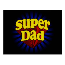 Super Dad, Superhero Red/Yellow/Blue Post Card