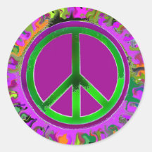 SUPER Groovy Peace Sign Round Stickers