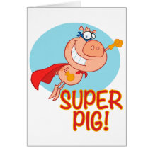 super pig superhero pig flying card