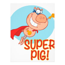 super pig superhero pig flying custom invite