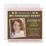 Super Star! Girl's Pink Birthday Party Invite