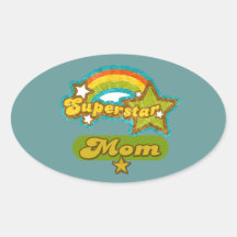Super Star Mum Oval Sticker