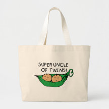 Super Uncle of Twins Pod Tote Bags