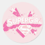 Supergirl Stars and Logo Round Stickers
