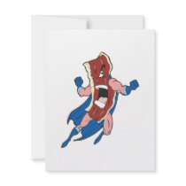 superhero bacon cartoon character custom invitations