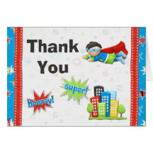 Superhero Birthday Party Thank You Greeting Cards