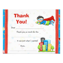 Superhero Birthday Party Thank You Personalised Announcement
