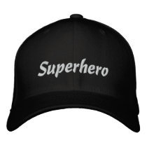 Superhero black embroidered baseball cap