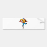 superhero caped male running flying punching bumper stickers