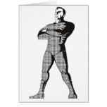 superhero caped male standing comics style card