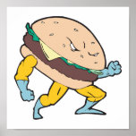 superhero cheeseburger hamburger character posters