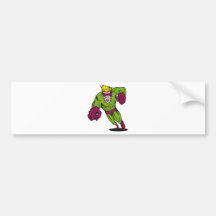 superhero male running punching cartoon bumper sticker