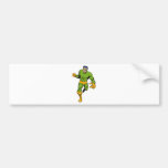 superhero male running punching cartoon bumper sticker