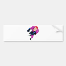 superhero male running punching cartoon bumper stickers
