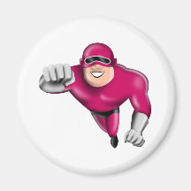 superhero male running punching cartoon refrigerator magnet