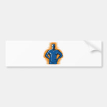 superhero male standing front retro bumper stickers