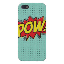 Superhero Pow Burst iPhone Case- Blue Polka Dots Cover For iPhone 5