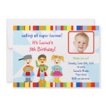 Superhero Super Hero Photo Birthday Invitations
