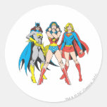 Superheroines Pose Round Stickers