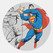 Superman Comic Panels Round Sticker