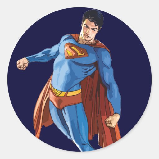 Superman Looking Down Round Stickers