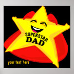 superstar dad humourous father's day poster! posters