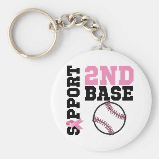Support 2nd Base Sporty Breast Cancer Key Chain
