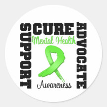 Support Advocate Cure - Mental Health Awareness Round Sticker