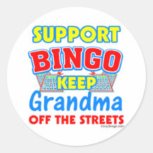 Support Bingo Grandma Round Stickers