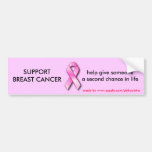 SUPPORT BREAST CANCER Bumper Sticker. bumper stickers