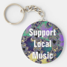 Support Local Music Keychain on Fractal Background