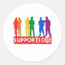 Support Love Round Sticker