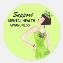 Support Mental Health Awareness DivaLime stickers