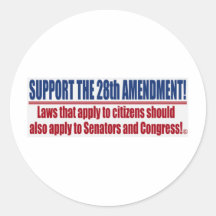 Support the 28th Amendment Round Sticker