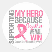 Supporting My Hero - Breast Cancer Awareness Sticker