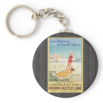 Surf Bathing In South Africa , Vintage Keychain