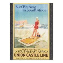 Surf Bathing In South Africa , Vintage Postcards