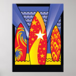 Surf Boards, Retro Art Deco Print