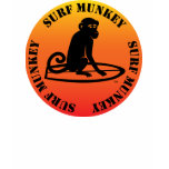 Surf Munkey logo on sunset background t-shirts