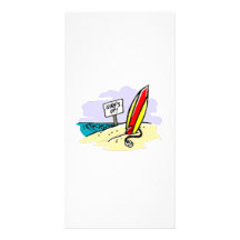 Surfboard on Beach Photo Card Template