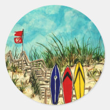 surfboard surf art red yellow and blue artwork stickers